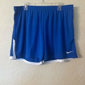 Blue Athletic Shorts with White Trim